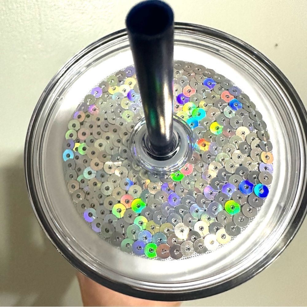 Starbucks 2022 Blue Venti Tumbler w customizable lid - silver sequin insert - Picture 3 of 6